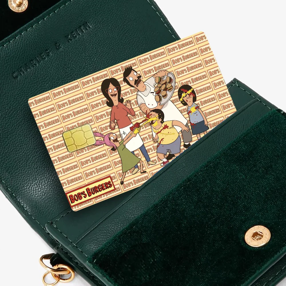 sticker adhésif carte crédit dessin animé bob's burgers the movie waterproof réutilisable bleu jaune