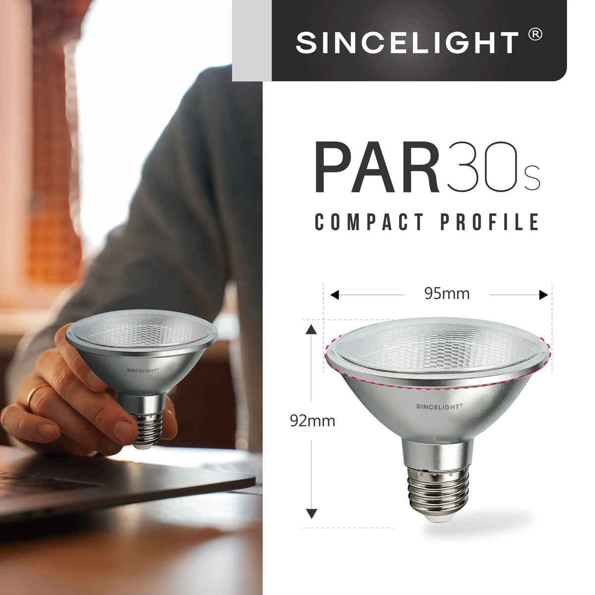 Ampoule LED PAR30s 10W E27 6000K grille hexagonale moderne 850 lumens 15000h