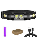 lampe frontale led rechargeable usb camping chasse fishing 180 degres bande elastique