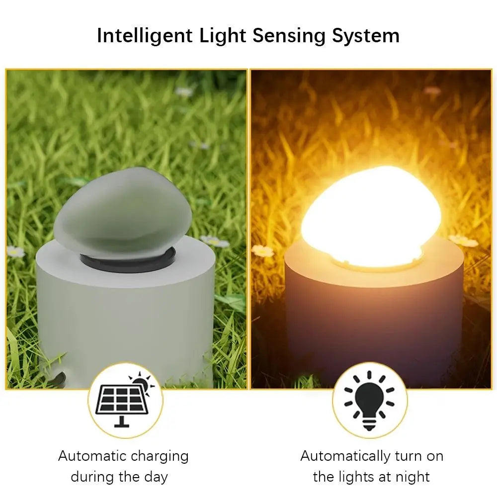 lampe solaire décoration extérieure led œuf pierre couleurs variées moderne minimaliste
