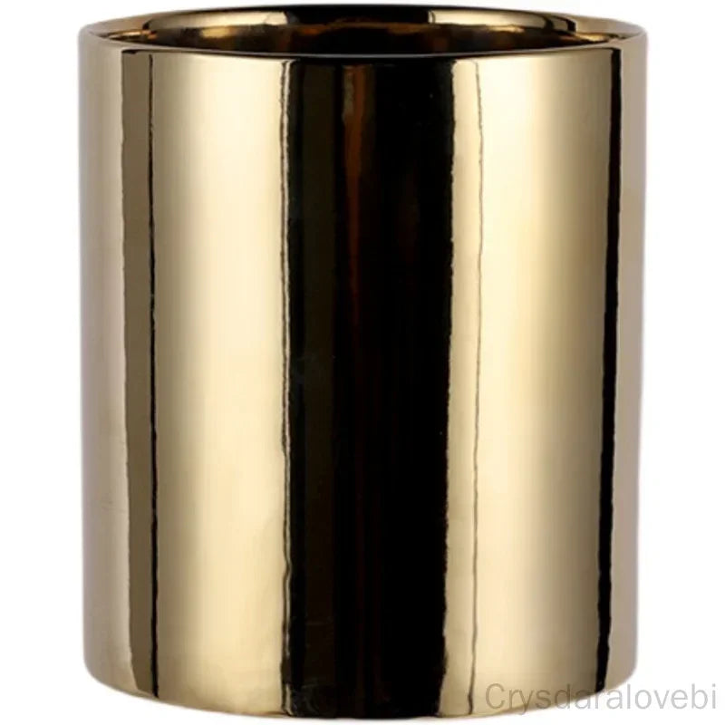 cache pot céramique finition or moderne plante verte décoration intérieure brillance lisse minimaliste maison