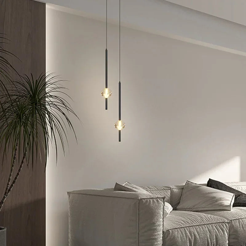 suspension lumineuse moderne motif géométrique noir acier inoxydable led 6000k 4000k 3000k