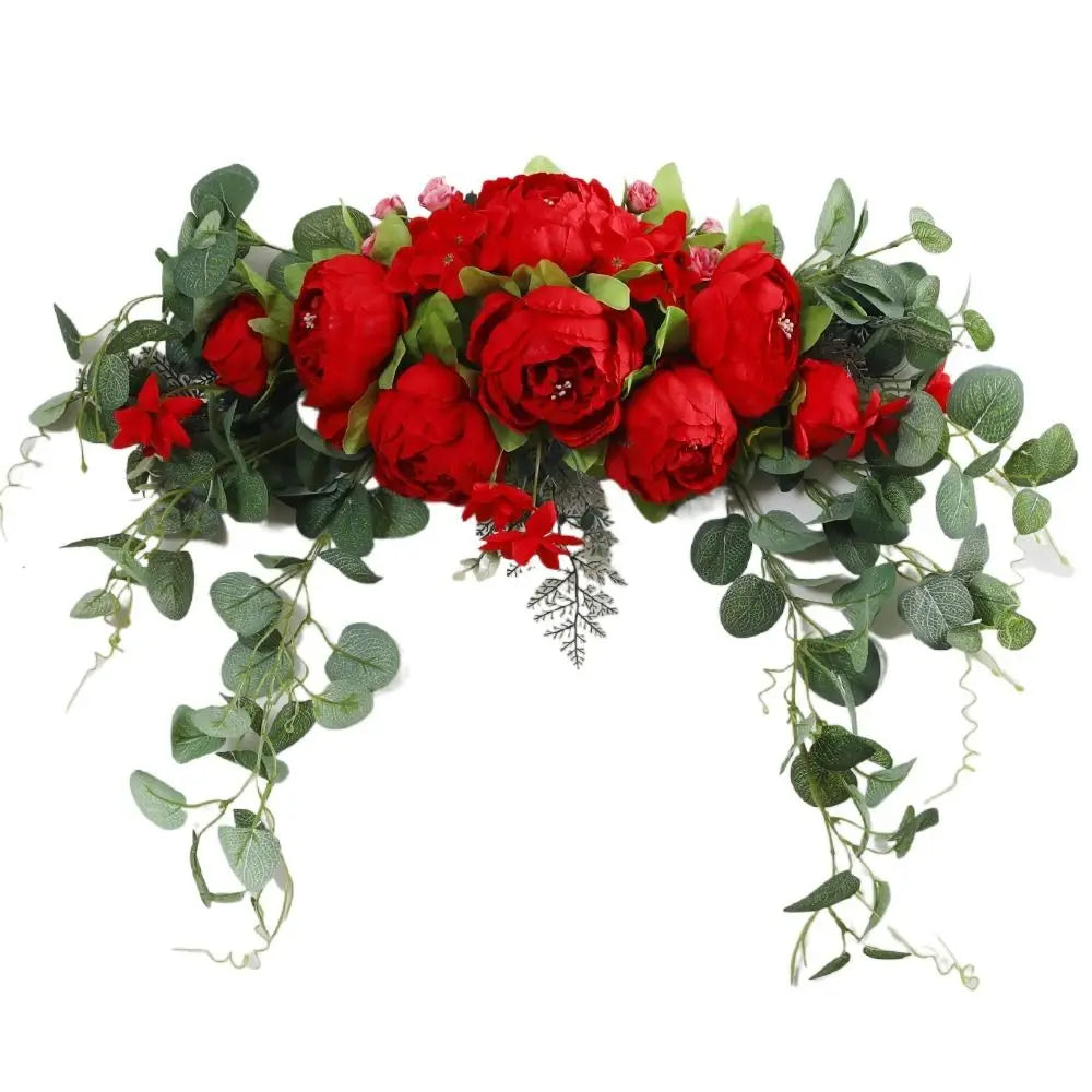 guirlande florale artificielle fleurs pivoines feuilles vertes fleurs blanches classique romantiqueintérieur décoration maison
