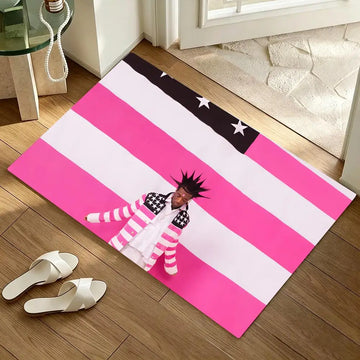 tapis sol moderne motif animé pixelisé noir multicolore coton doux chambre enfant