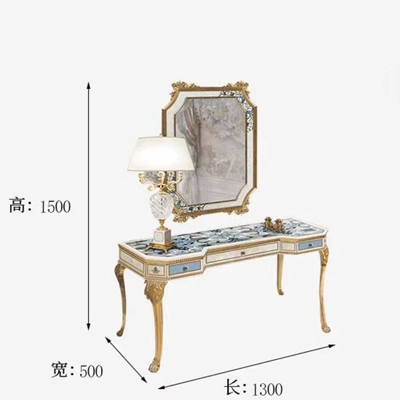 miroir console bois or ornements baroques meuble chambre coucher classique