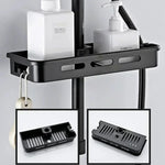 étagère douche moderne réutilisable plastique abs blanc noir texture grille clips barre douche éléments