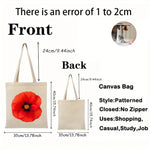 sac main toile beige imprimé floral rouge poignées détachables réutilisable respectueux environnement multifonction