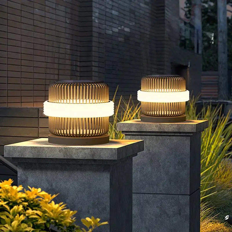 lampe solaire dorée moderne rayures horizontales flux lumineux 249 2000 imperméable base inclusive