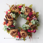 couronne florale vintage rose blanche feuilles vertes fleurs artificielles intérieur mariage table porte