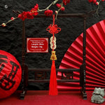 décoration murale suspendue bijou chinois rouge doré nœuds figurines animales artisanat festive