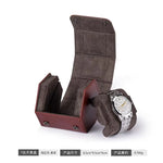boîte montres cuir velours marron foncé classique portable sécurisée fourre tout