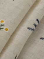 rideau fenêtre court brodé motifs floraux tissu texturé franges semi transparent rustique cuisine chambre