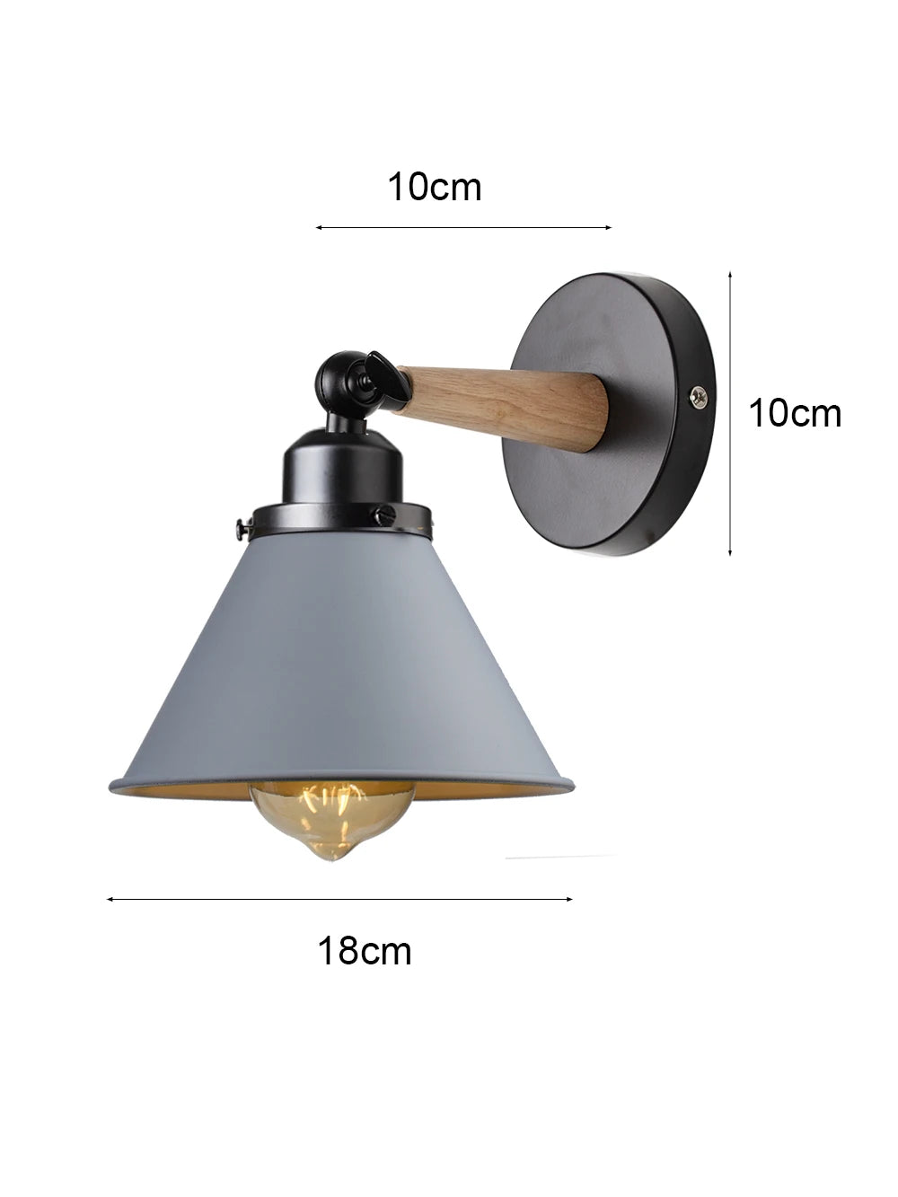 lampe murale industrielle conique marron sans ampoule e27 vintage fixée mur opaque