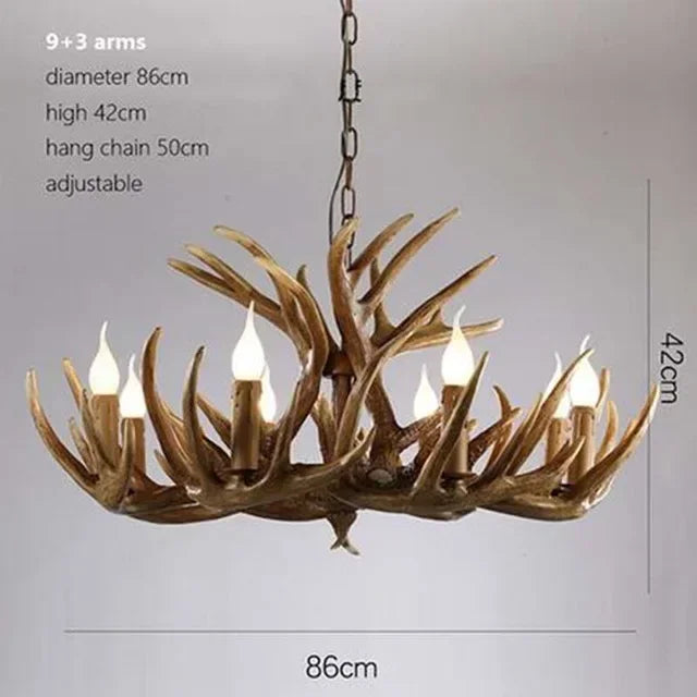 lustre suspendu rustique boisé marron clair ampoules incandescence sans ombre bras