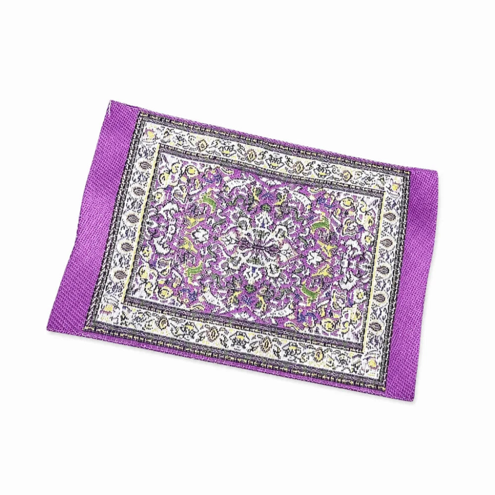 tapis miniature floral tissé classique couleurs vives franges accessoire poupée ornements géométriques 10.7cm 7cm