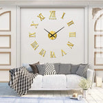horloge murale moderne 40cm quartz chiffres romains classique décoration intérieure salon noir doré argenté