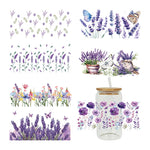 autocollants décoration diy fleurs illustration bocal verre transparent papillons roses lavande bois