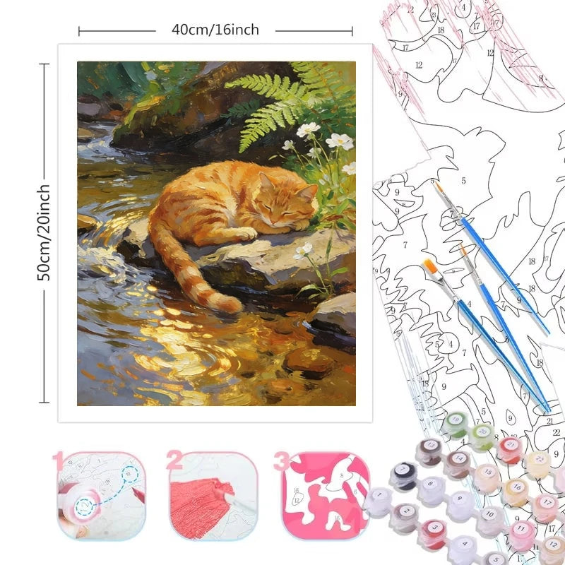 peinture numéro animaux chats fleurs feuilles peinture acrylique kit débutants bricolage décoration murale pinceaux