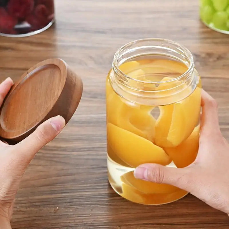 pot conserves verre transparent couvercle bois poignée moderne minimaliste almacenamiento alimentos