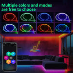 ruban led flexible multicolore rouge vert bleu violet lisse fluo moderne clips vis