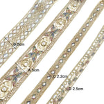 ruban brodé fleurs doré blanc bleu vert rose élégant couture artisanat rideaux franges accessoire