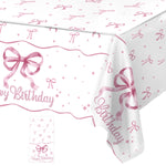 nappe blanche rose imperméable huile réutilisable arcs roses points dorés festive maison
