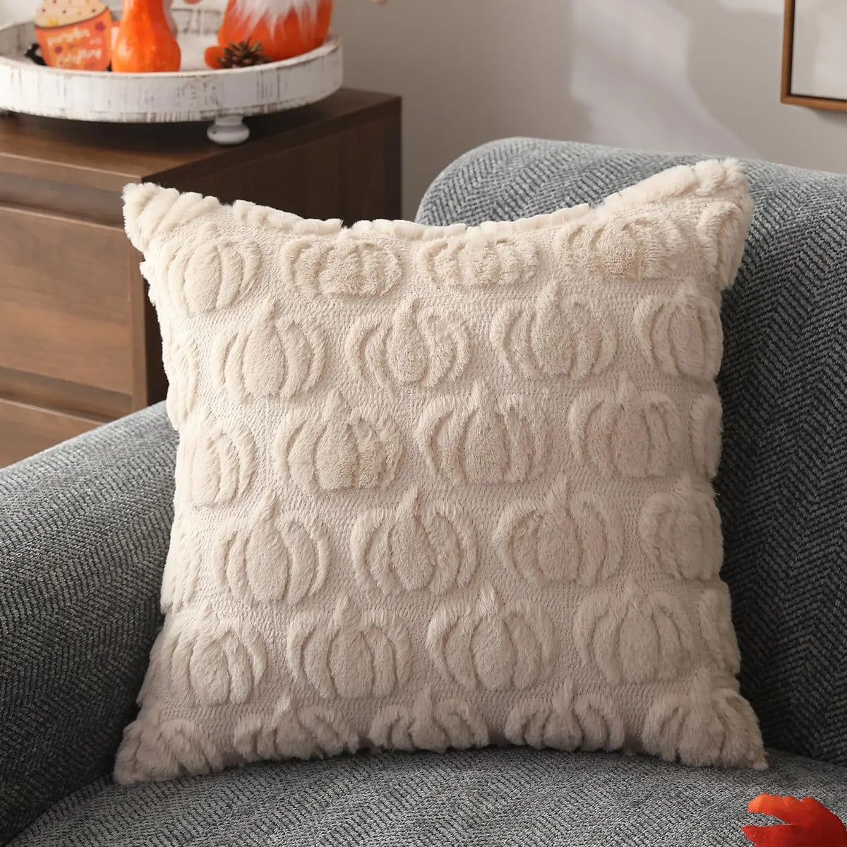 coussins carrés vert clair beige rose pâle texture tissée pompons moderne fermeture glissière