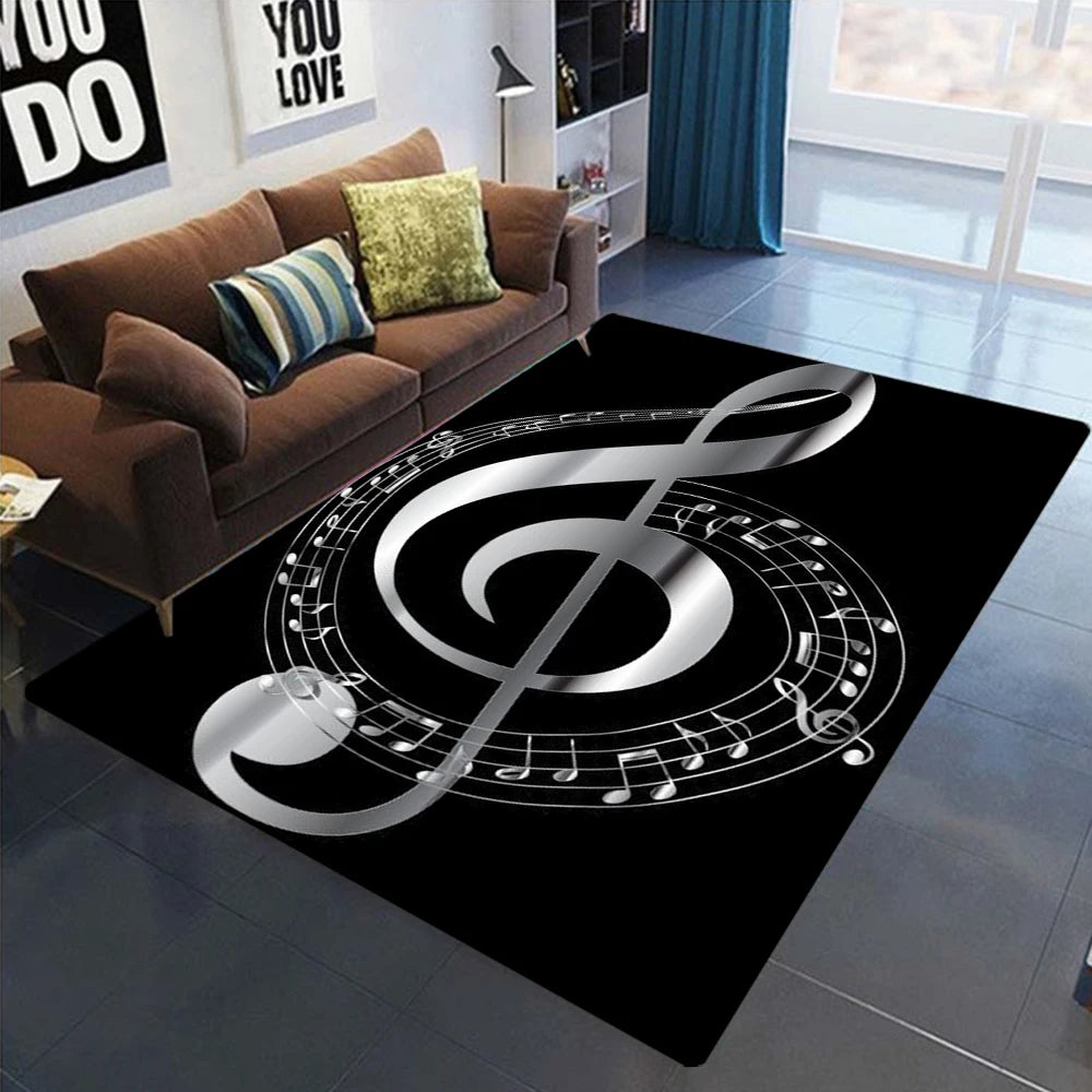 tapis moderne notes musicales polyester polypropylène salon chambre bleu rouge violet