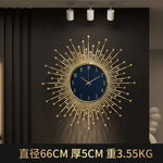 horloge murale moderne ornementale aiguille métal ornement solaire salon or