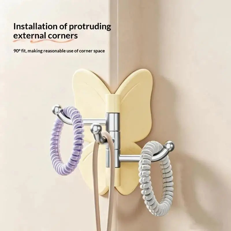 crochets rotatifs adhésifs porte sacs papillon blanc rose violet moderne décoratif