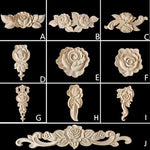 appliques décoratives bois blanc artisanal fleurs sculptées baroque vintage miroir cadre mural