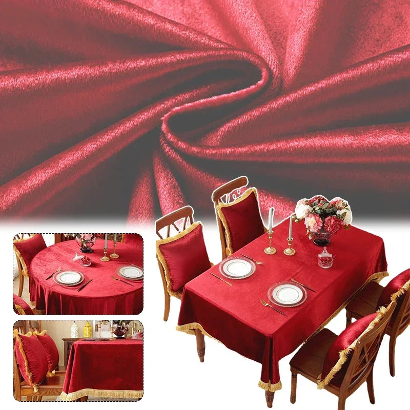 nappe table velours rouge classique mariage festives réutilisable lavable machine table basse rond fêtes