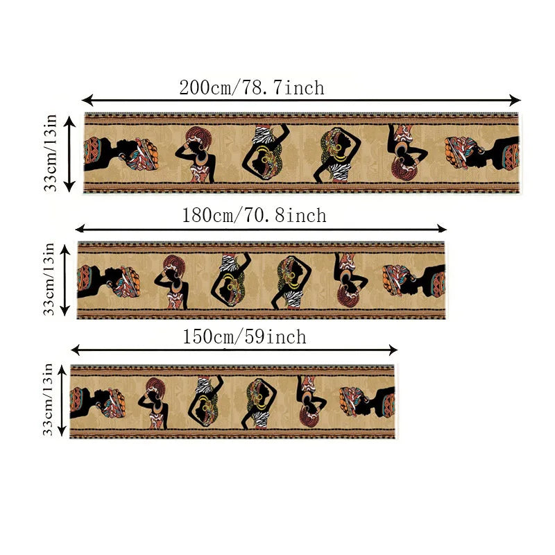 chemin table lin ethnique motifs femmes foulards géométriques beige noir orange bleu vert marron