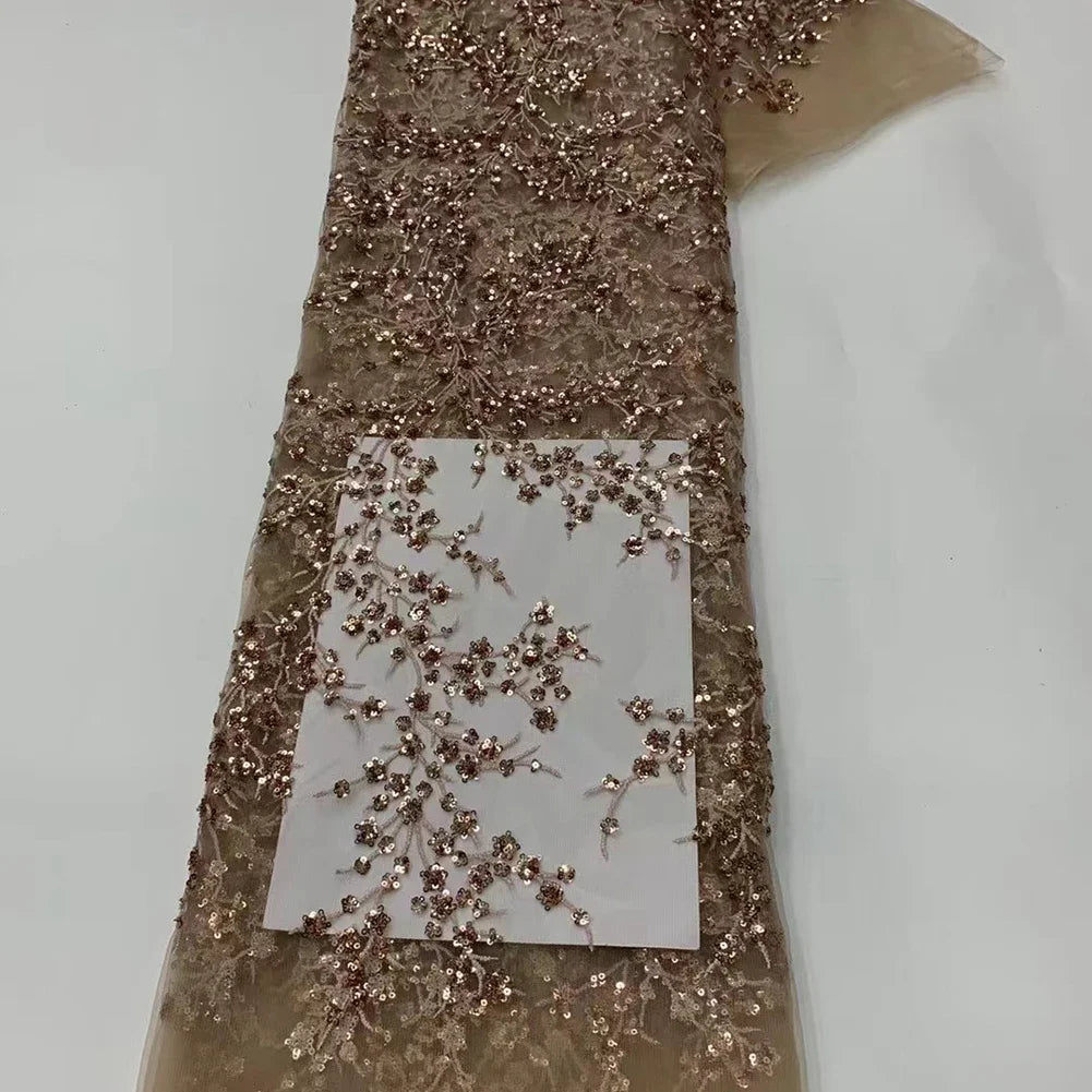tissu dentelle sequins motifs floraux polyester translucide élégant noir blanc rose vert bleu marine