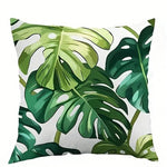 taies d'oreiller motif feuilles tropicales moderne polyester blanc vert 45x45cm zipper closure decoration impression