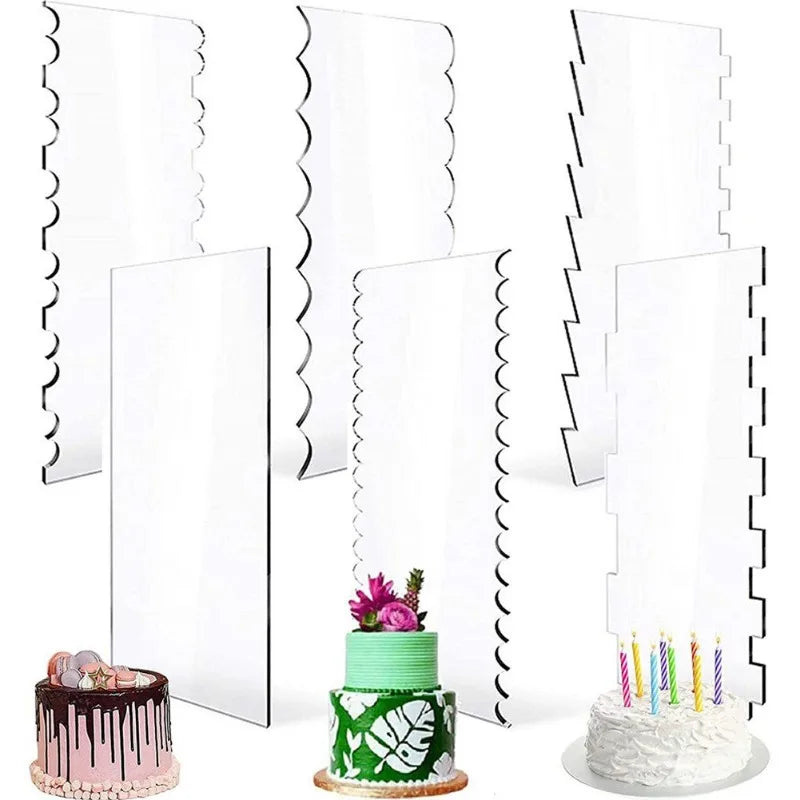 spatules gâteau transparentes décoration bord glaçage peigne lisse outils cuisine blanc classique