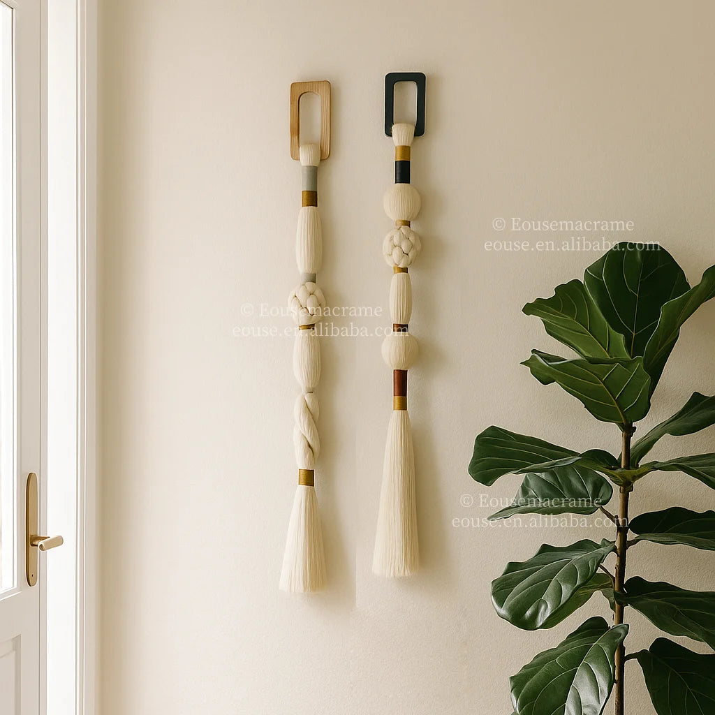rideau franges nœuds blanc doré moderne bohème anneaux métalliques 100cm 125cm 130cm