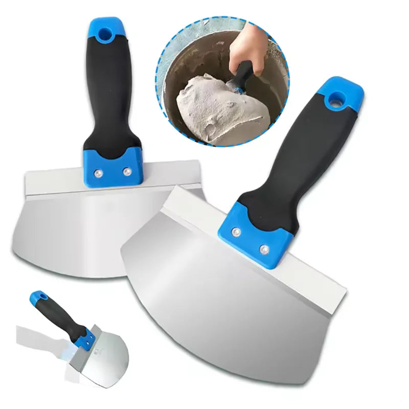 couteau pâte métal noir bleu argenté poignée moderne lisse inoxydable finition cloison sèche