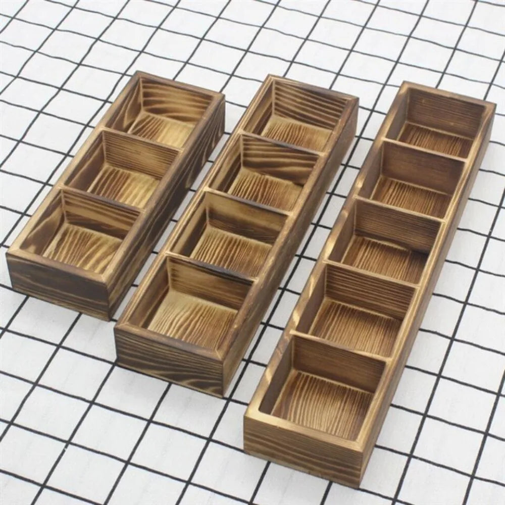 boîtes compartiments bois naturel minimaliste compartiments divisés grain bois rangement rustique tri articles divers