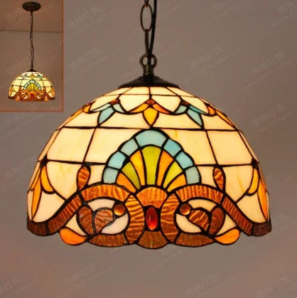 lampe suspendue art deco multicolore motifs floraux ampoule e27 anneaux métalliques chambre salon étude