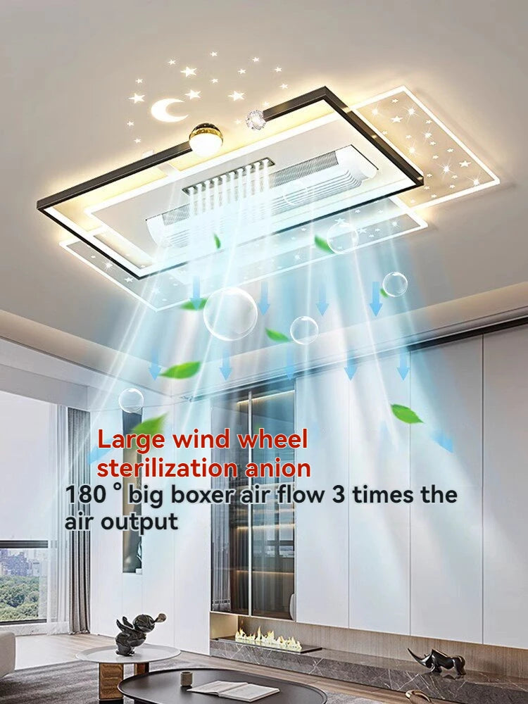 ventilateur moderne led noir blanc doré lumineux salon chambre étude entrée