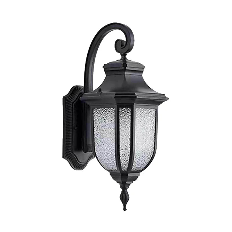 lampe murale classique verre texturé noir éclairage extérieur ip65 led aluminium