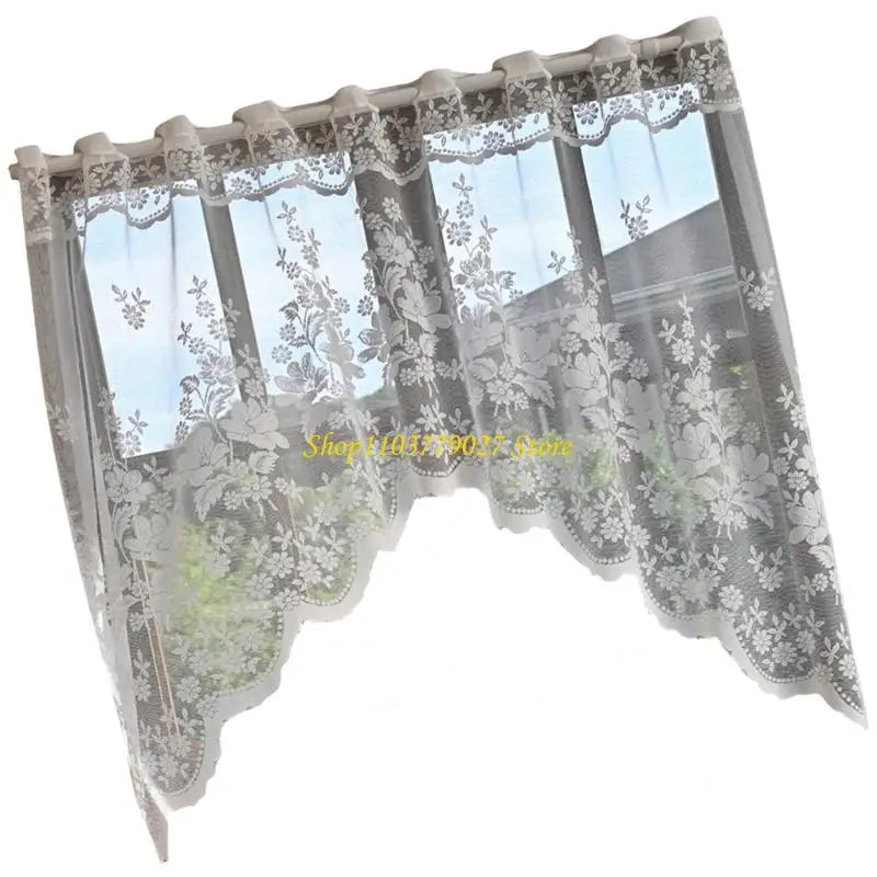 rideau blanc floral transparent dentelle chambre salon facile decoration champêtre