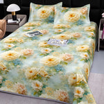 drap lit complet fleurs classique vert clair bleu clair beige violet rose adultes chambre