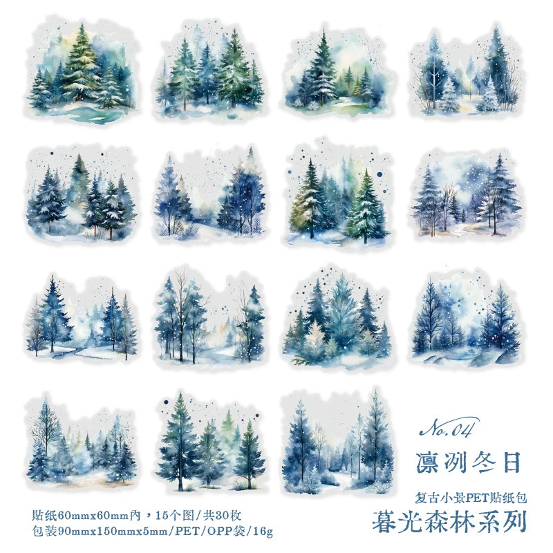 autocollants paysages naturels scrapbooking bricolage opaques vert bleu blanc rose marron jaune gris forêt