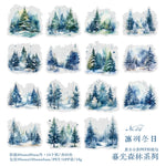 autocollants paysages naturels scrapbooking bricolage opaques vert bleu blanc rose marron jaune gris forêt