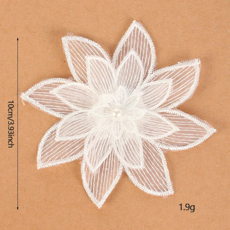 appliques decoratives dentelle blanche fleurs papillons broderie fine mariage decoration 20 pieces translucent