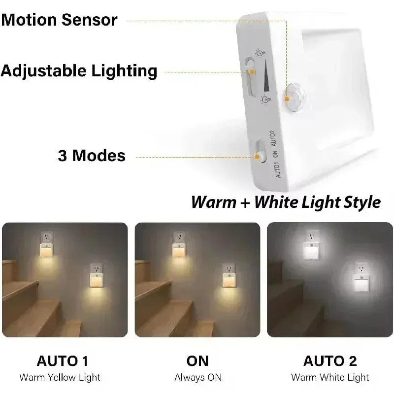 lampe nuit sensorielle mouvement blanc moderne adhésif auto on led économieénergie chambreescalier