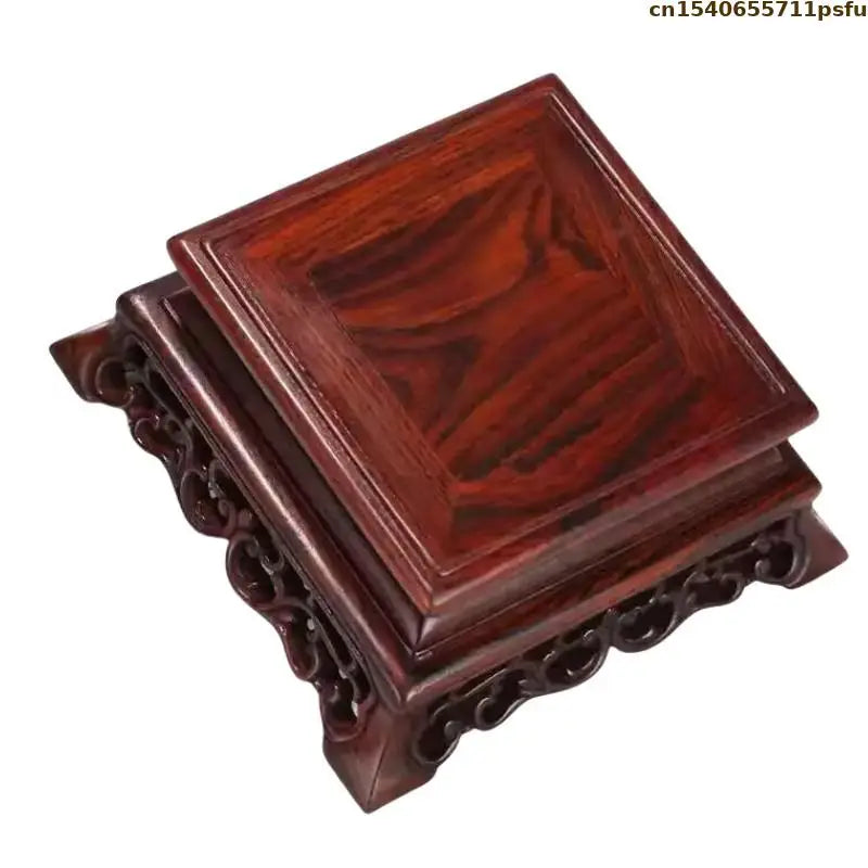 support bois rouge sculpté bol céramique petite figurine feuille papier chinois intérieur classique