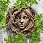 sculpture murale aluminium racines feuilles marron gris vert artisanal réaliste decoration interieur